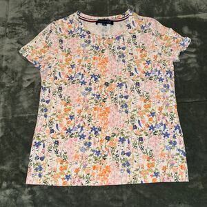 Tommy Hilfiger Floral Print T-Shirt Women's Size Small Casual Round Neck